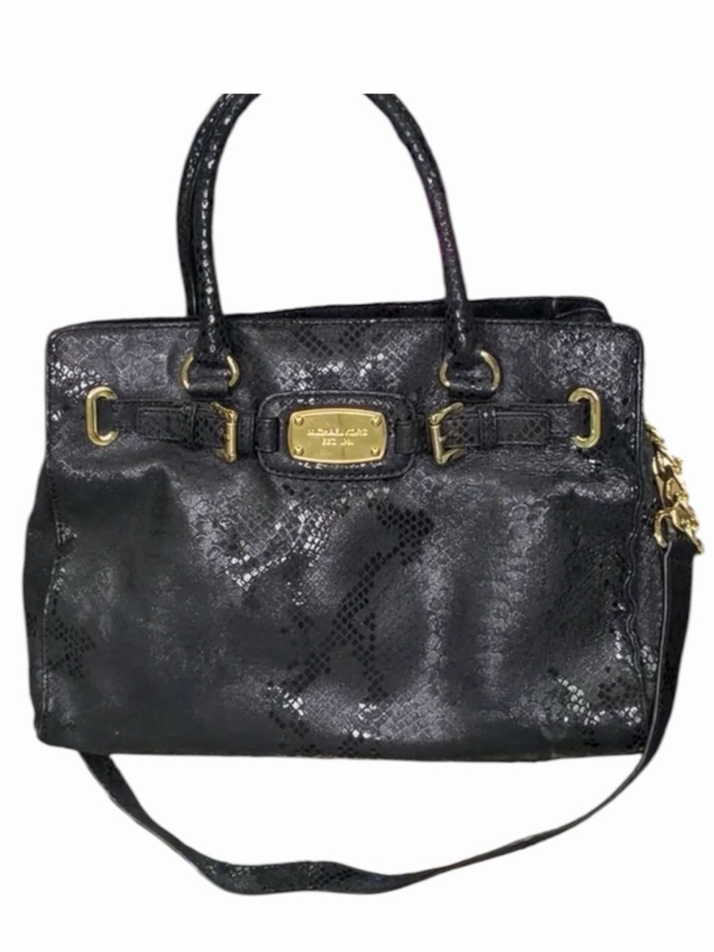 Michael Kors- Black Designer Tote with Gold Hardware -